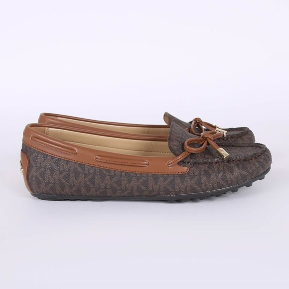 Michael Kors Daisy MK Signature Bow Moccasins Brown NEW with - Picture 4 of 9